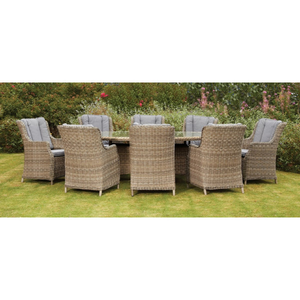 Dakota Fields Swindon Oval 8 Person 240Cm Long Dining Set with
